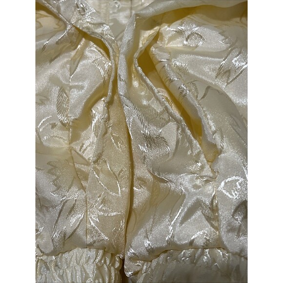 VTG 80s  Butter Yellow Floral Jacquard Windbreaker Jacket Size PL Div Rousso EVR - Picture 15 of 16